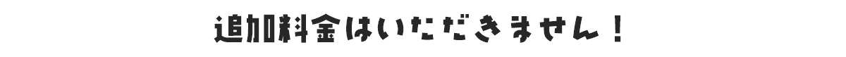 追加料金はいただきません！
